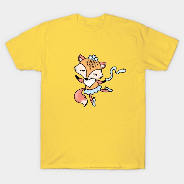 Cute Fox girl ballet dancer T-Shirt by naum